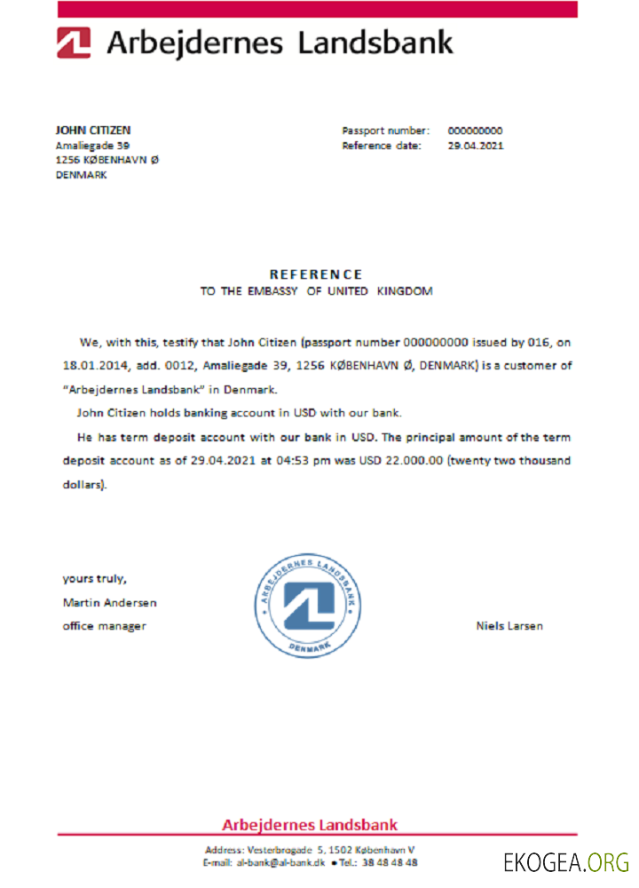 Danemark , Arbejdernes Landsbank , reference